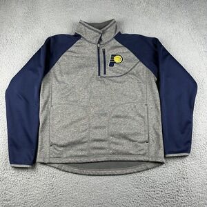 Indiana Pacers Jacket Youth L 16-18 Gray Blue NBA Basketball 1/4 Zip Pullover